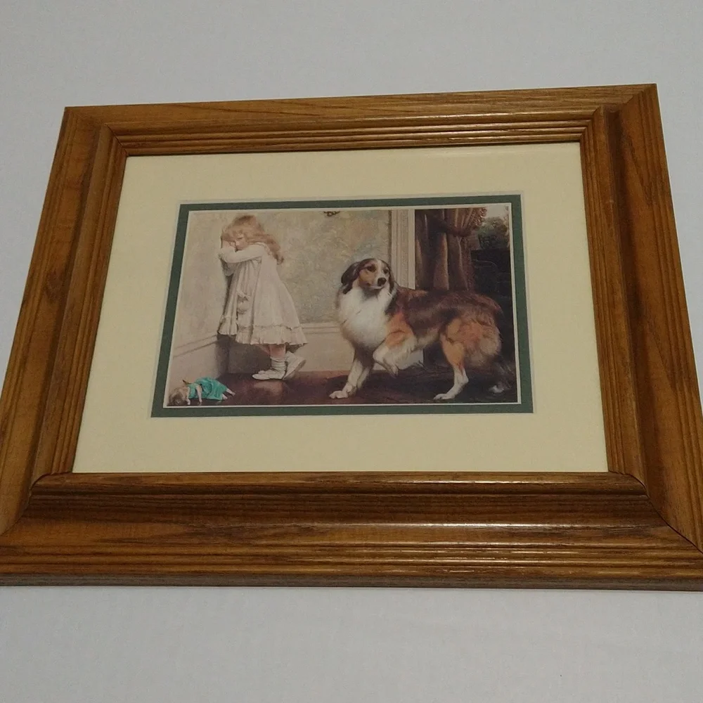Classic Wooden Framed Art Print Girl With Dog